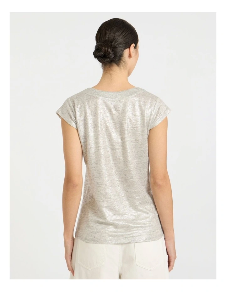 Afterglow Foil Linen Tee in Silver image 4