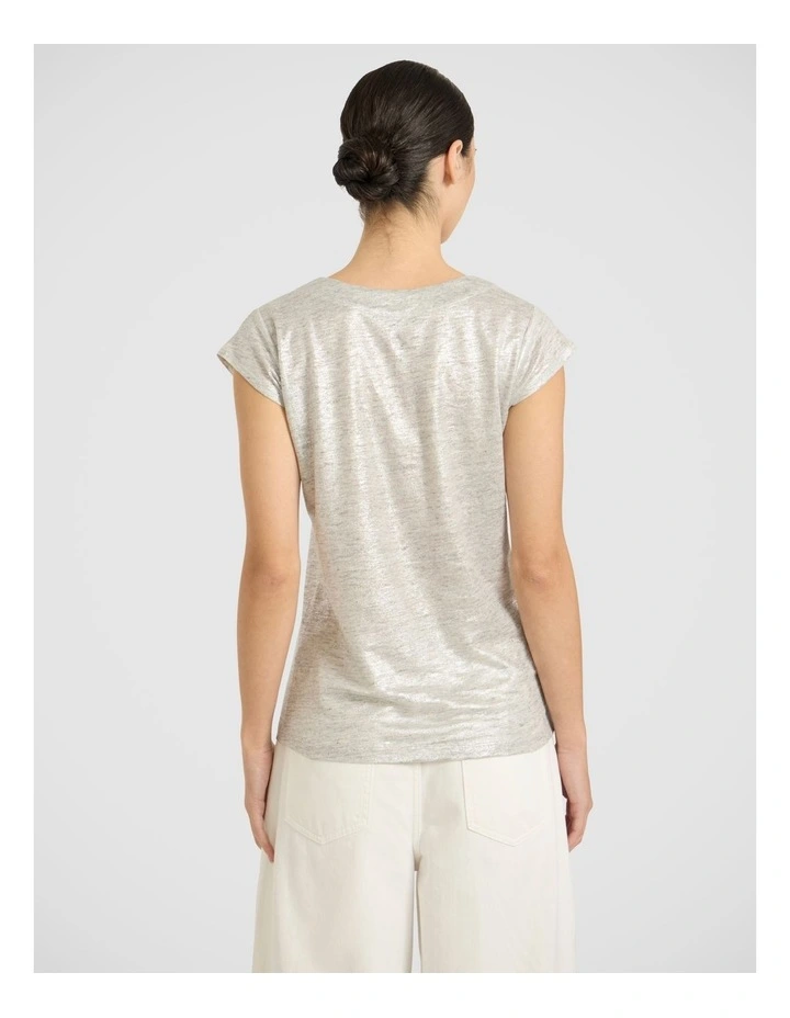 Afterglow Foil Linen Tee in Silver image 4