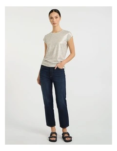 As Love Glows Foil Linen Tee in Silver