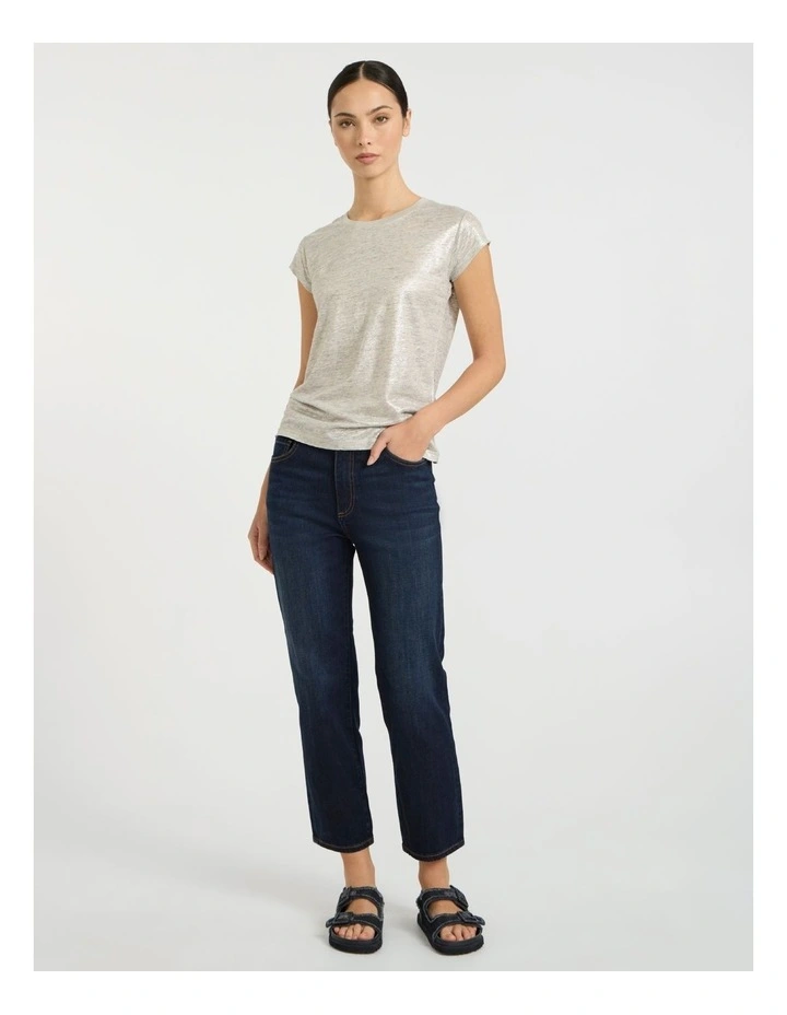 As Love Glows Foil Linen Tee in Silver image 1