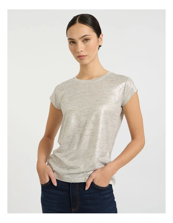 As Love Glows Foil Linen Tee in Silver image 2