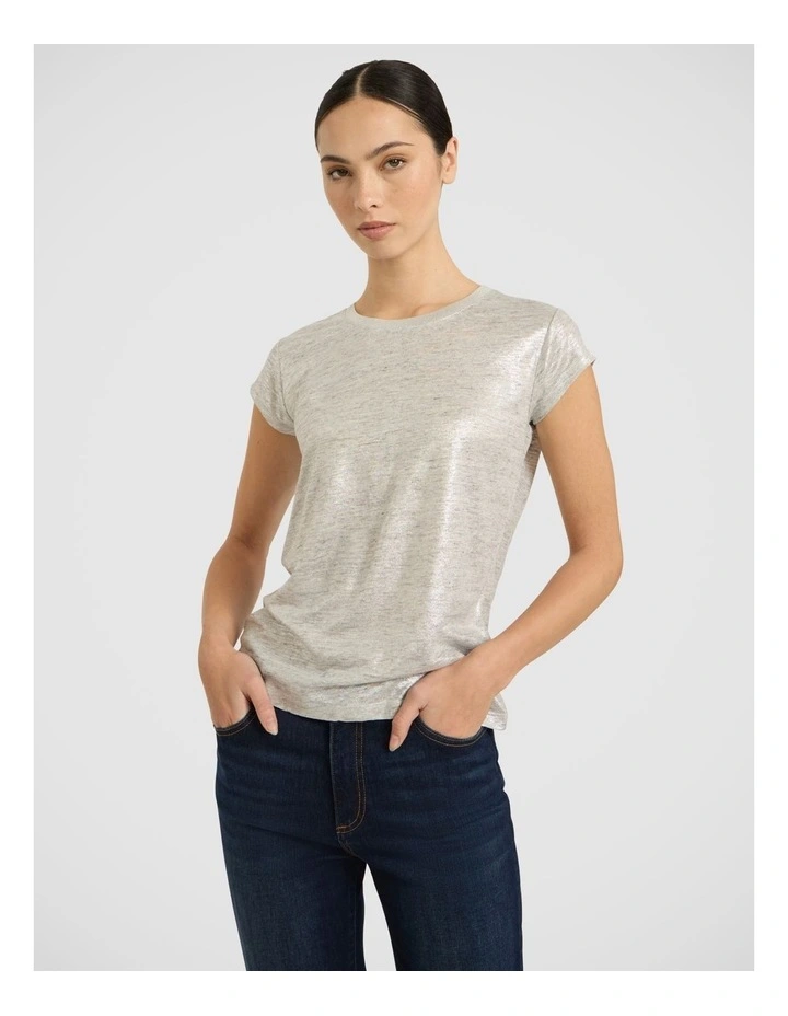 As Love Glows Foil Linen Tee in Silver image 2
