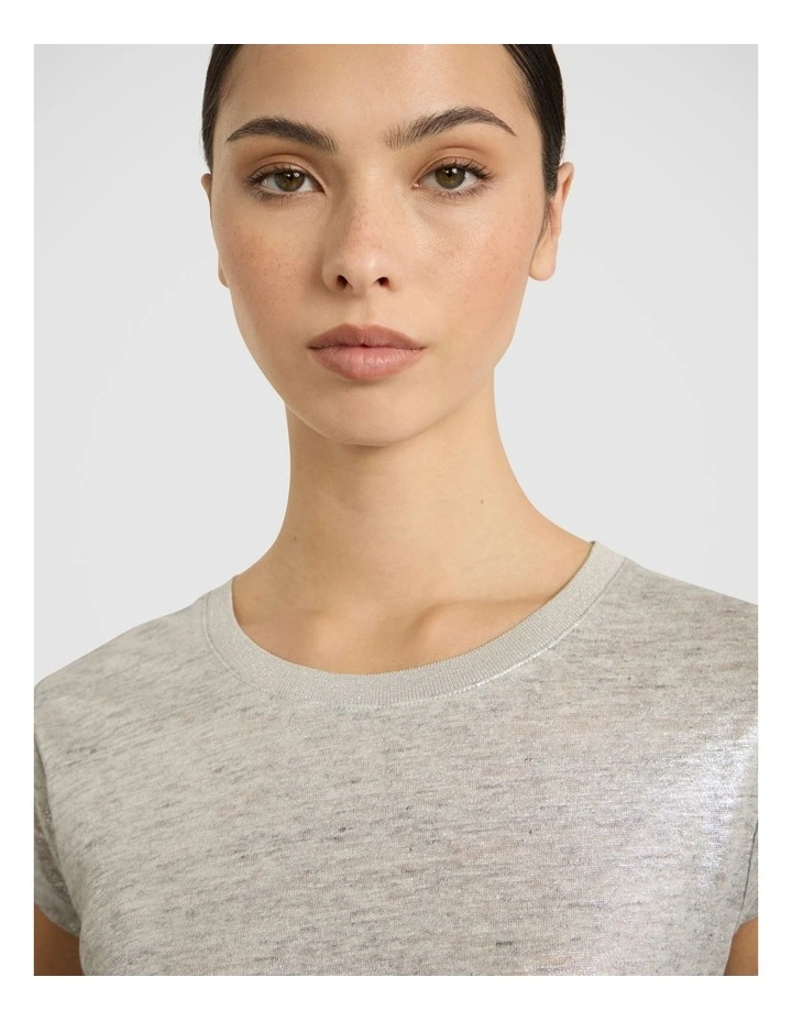 As Love Glows Foil Linen Tee in Silver image 3