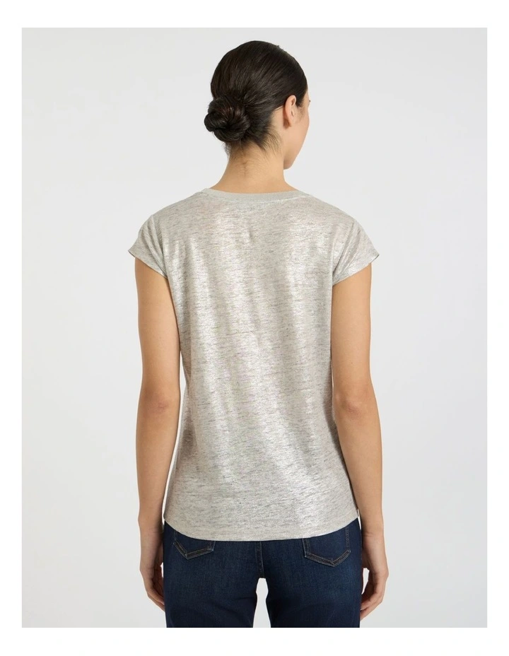 As Love Glows Foil Linen Tee in Silver image 4