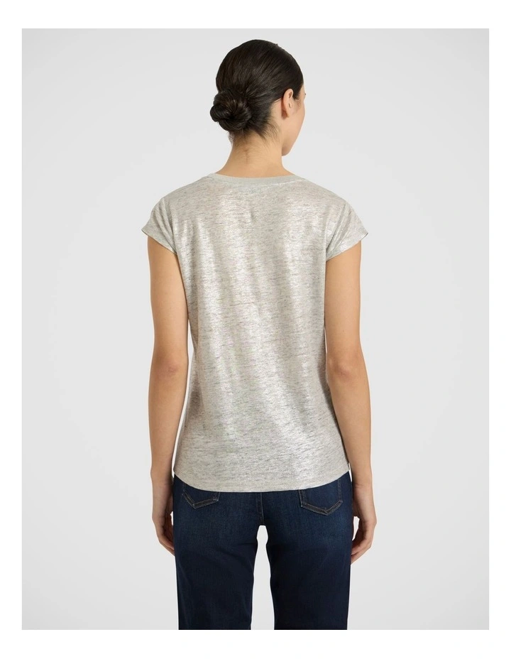 As Love Glows Foil Linen Tee in Silver image 4