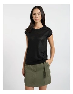 As Love Glows Foil Linen Tee in Black