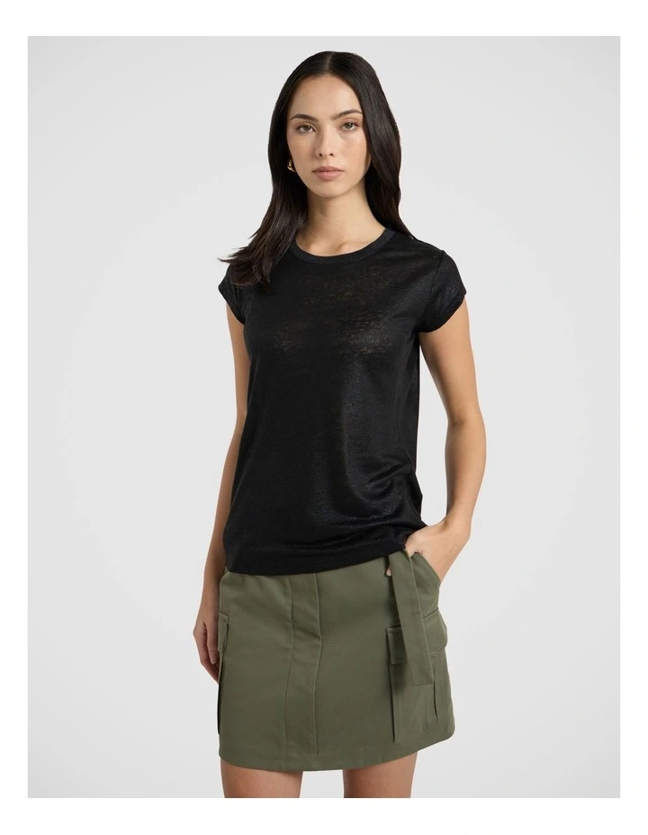 As Love Glows Foil Linen Tee in Black image 2