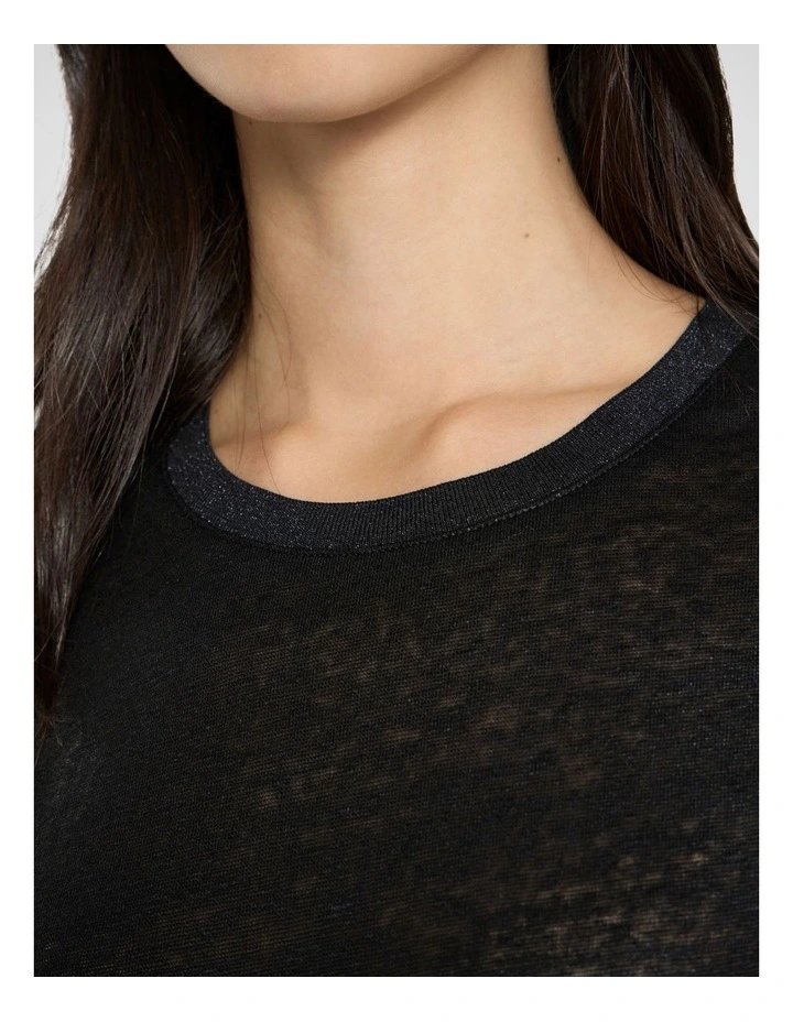 As Love Glows Foil Linen Tee in Black image 3