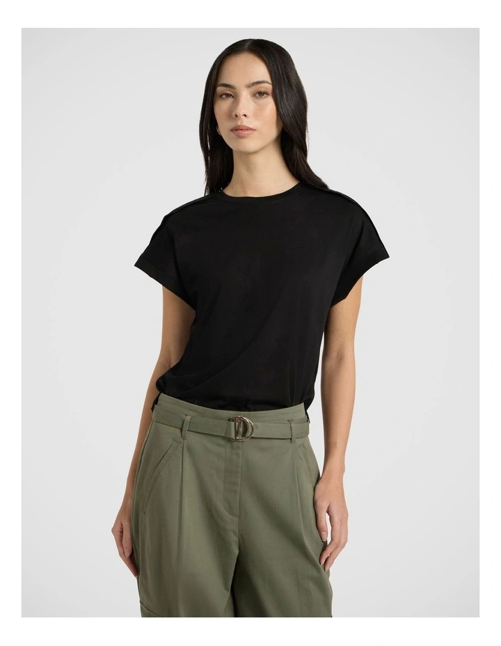 Ferguson Mercerised Cotton Tee in Black image 2
