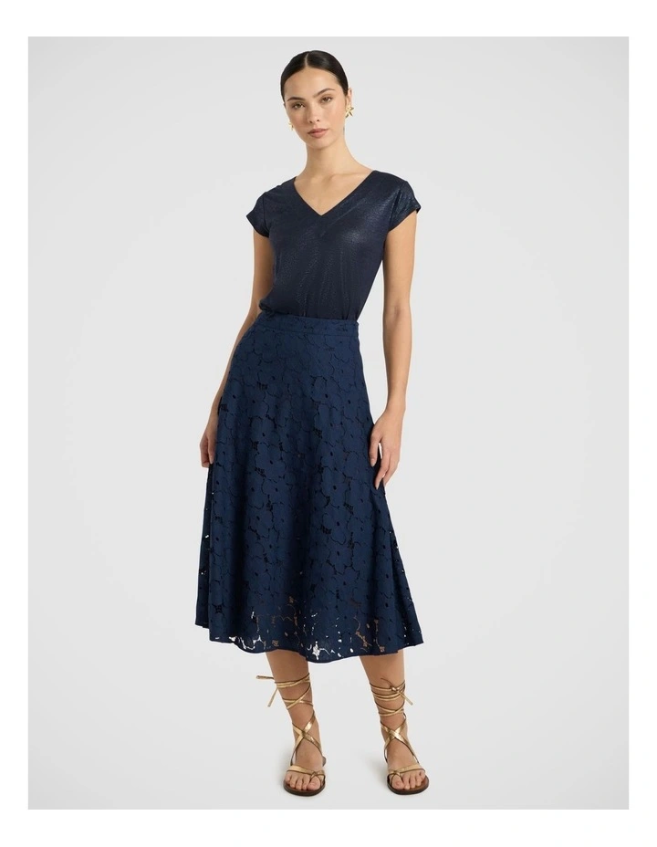 Afterglow Foil Linen Tee in Navy image 1