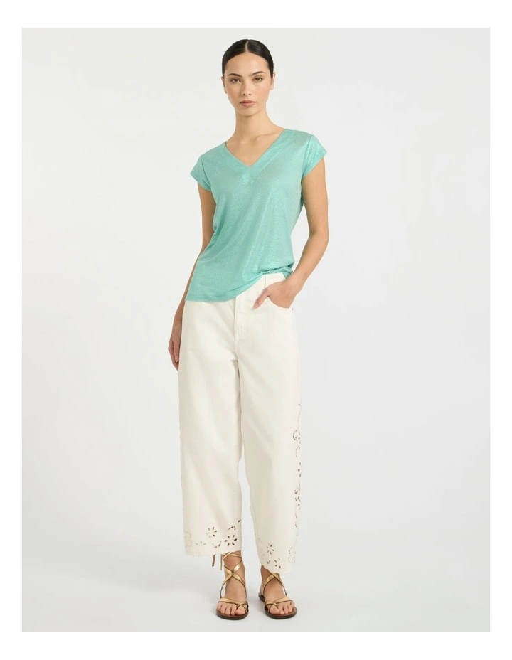 Afterglow Foil Linen Tee in Wave Green image 1