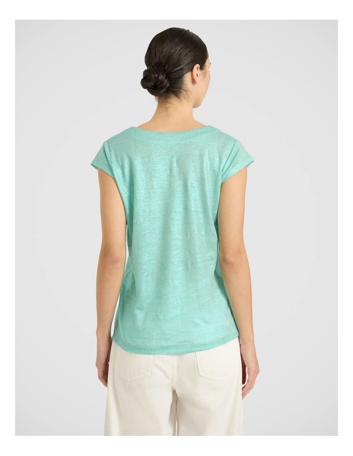 Afterglow Foil Linen Tee in Wave Green image 4