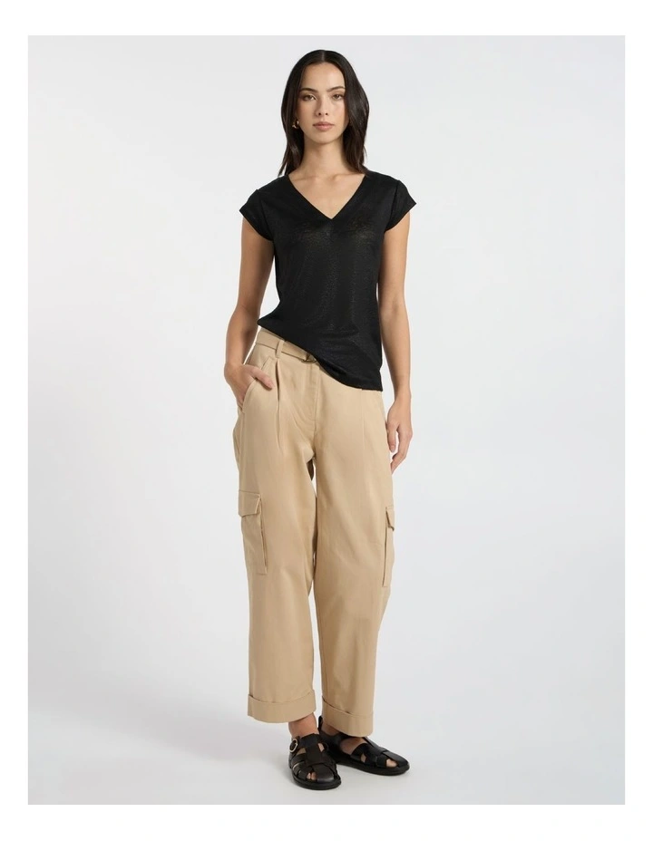 Afterglow Foil Linen Tee in Black image 1