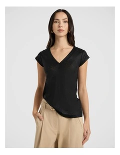 Afterglow Foil Linen Tee in Black