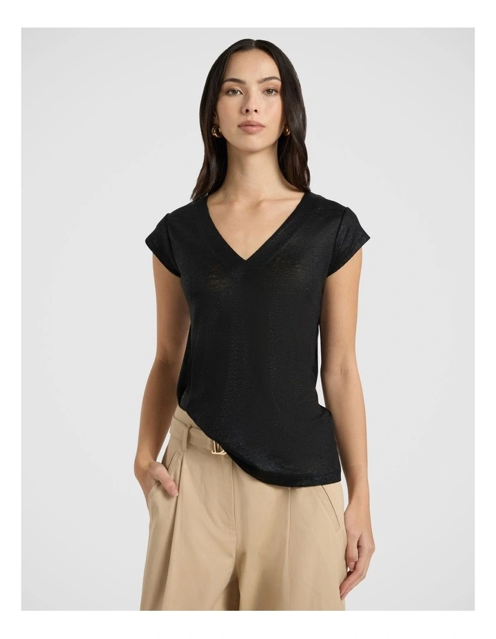 Afterglow Foil Linen Tee in Black image 1
