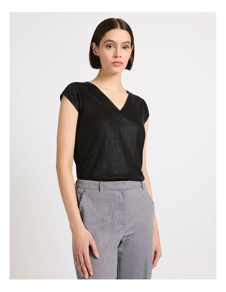 Afterglow Foil Linen Tee in Black image 2