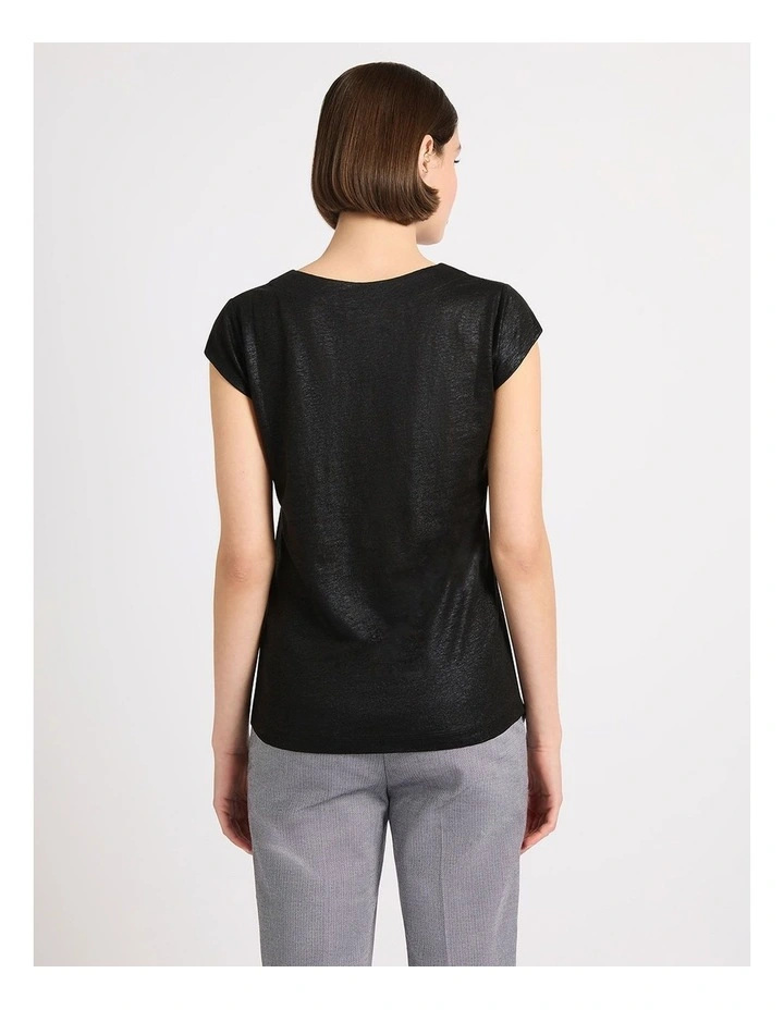 Afterglow Foil Linen Tee in Black image 3