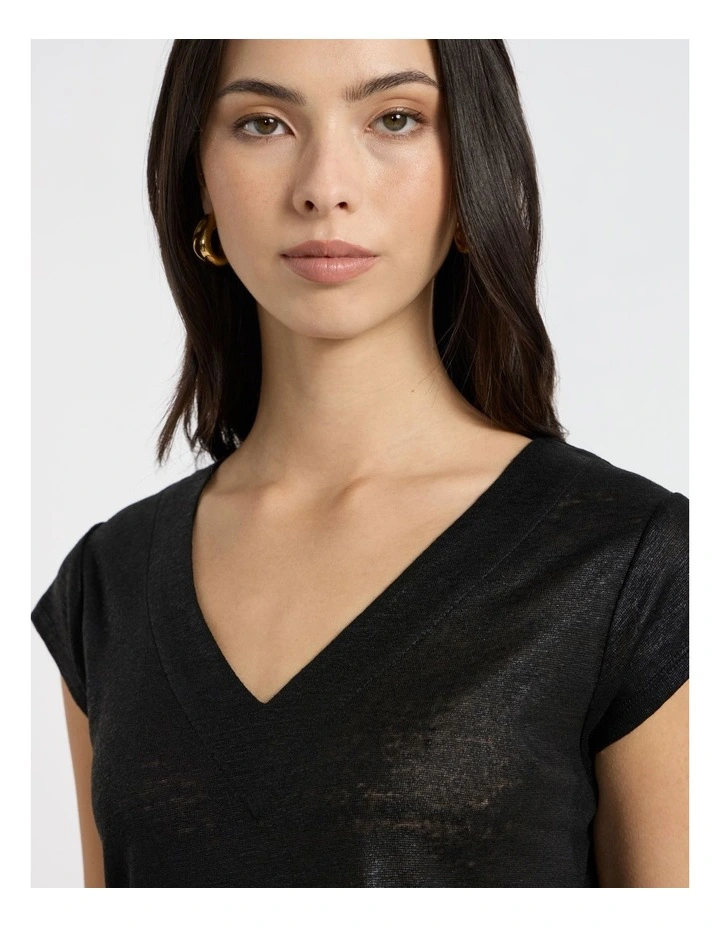 Afterglow Foil Linen Tee in Black image 3