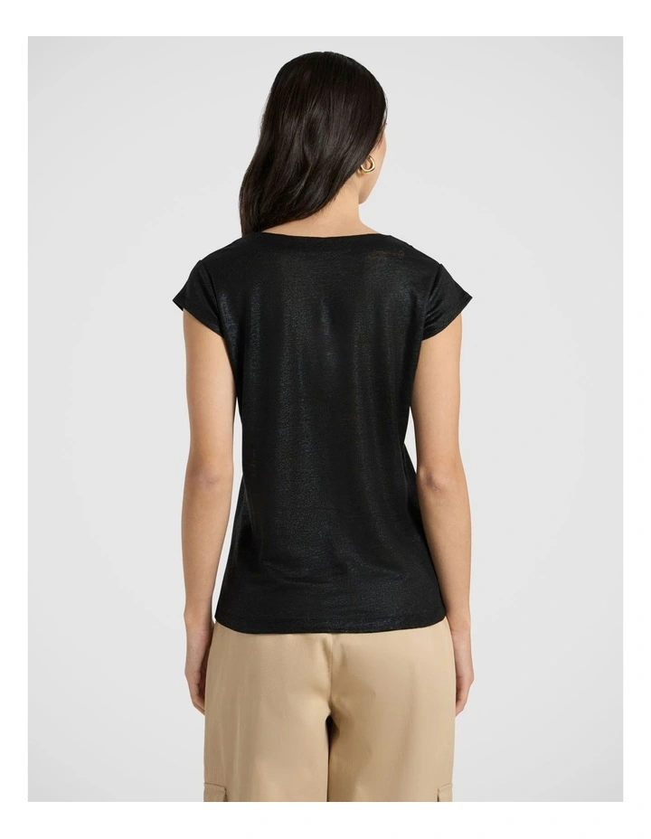 Afterglow Foil Linen Tee in Black image 3