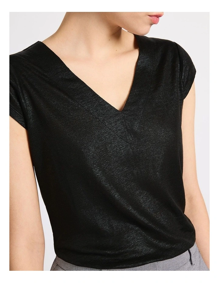 Afterglow Foil Linen Tee in Black image 4