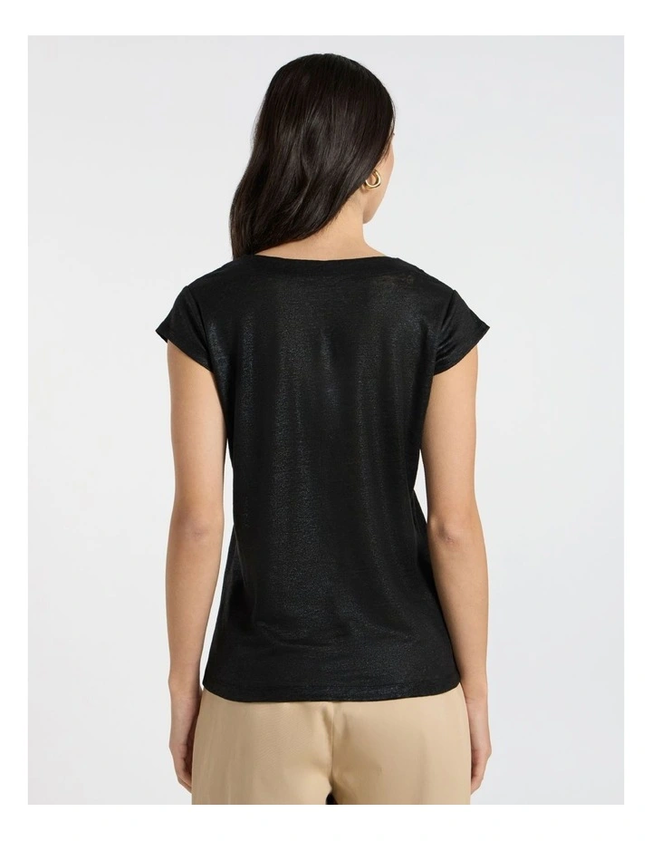 Afterglow Foil Linen Tee in Black image 4