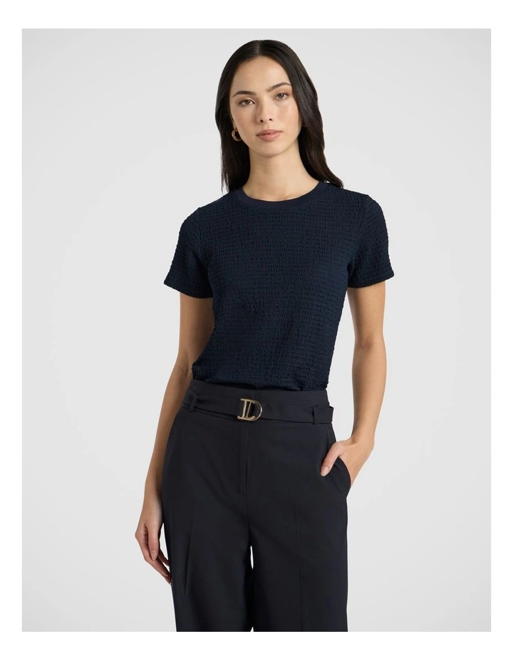 Mina Textured Tee in Navy image 2