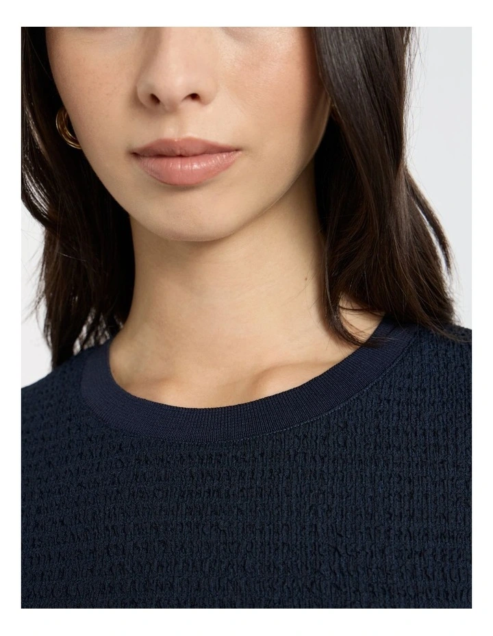 Mina Textured Tee in Navy image 3