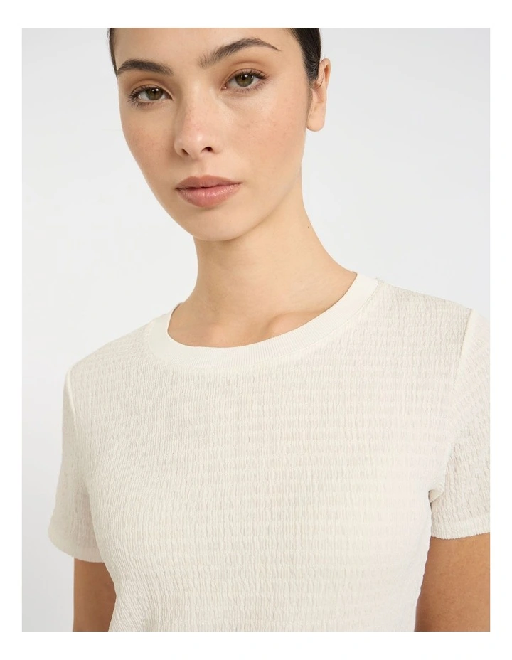 Mina Textured Tee in White image 3