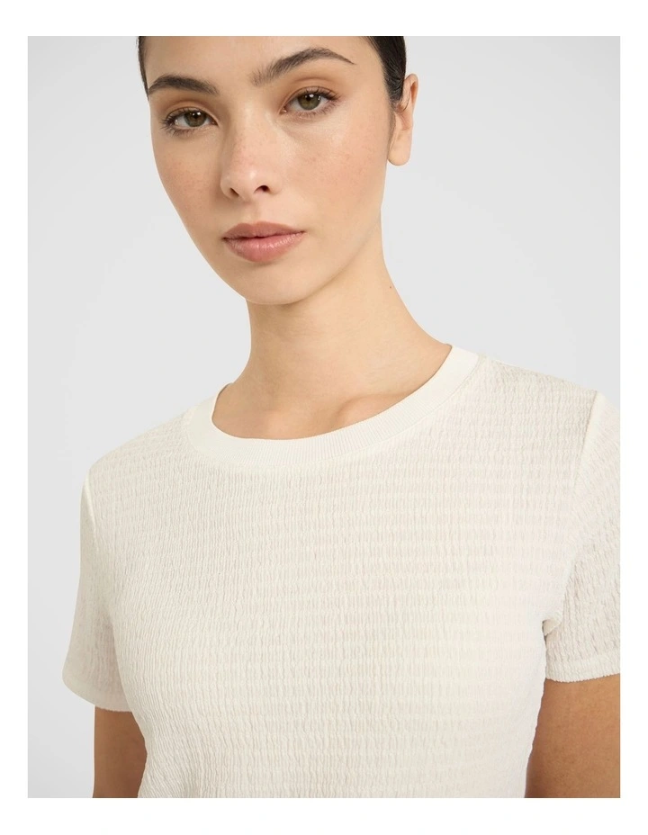 Mina Textured Tee in White image 3