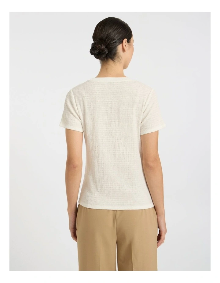 Mina Textured Tee in White image 4