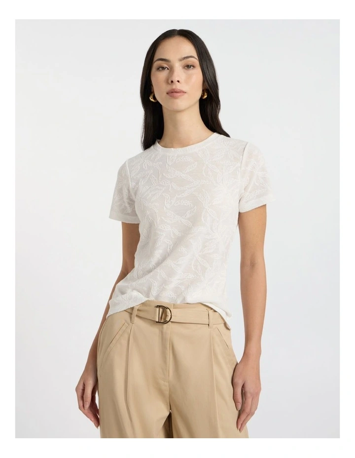 Beth Textured Tee in Ivory image 1