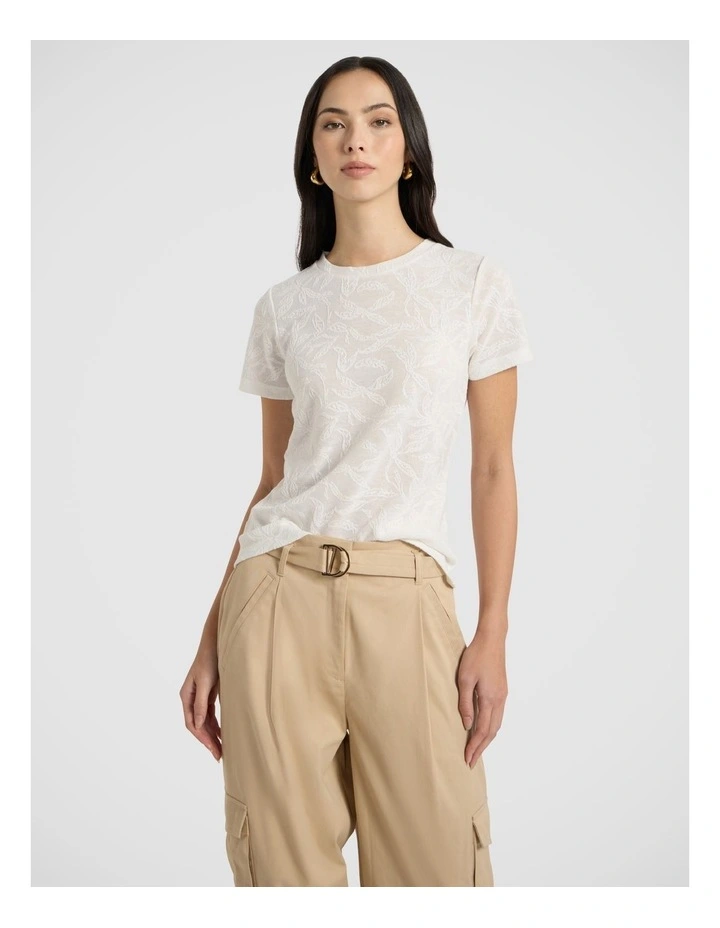 Beth Textured Tee in Ivory image 2