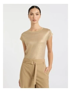 As Love Glows Foil Linen Tee in Gold