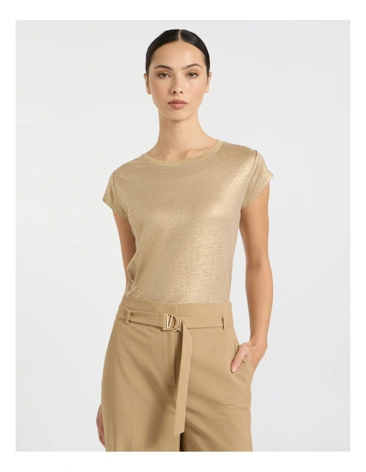 As Love Glows Foil Linen Tee in Gold image 2