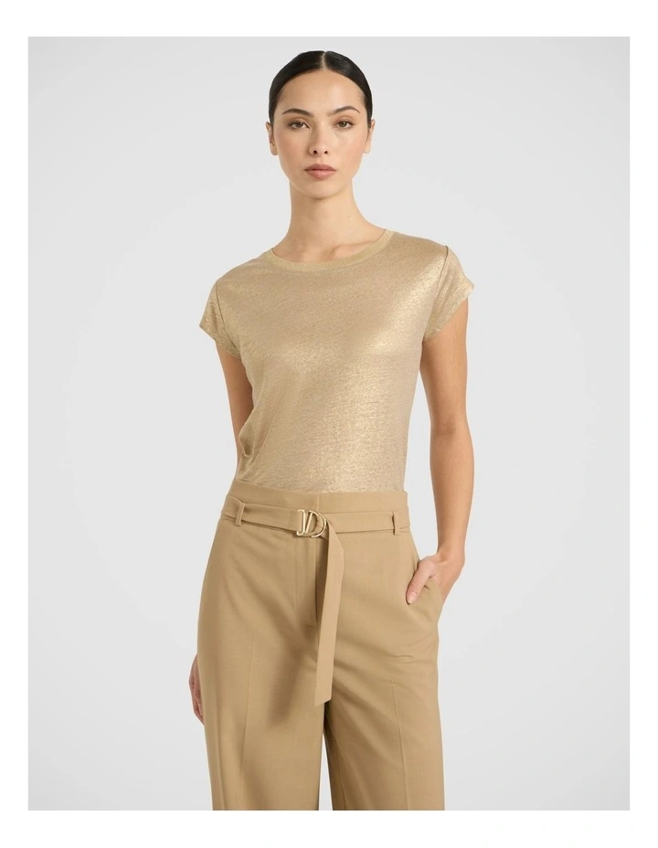 As Love Glows Foil Linen Tee in Gold image 2