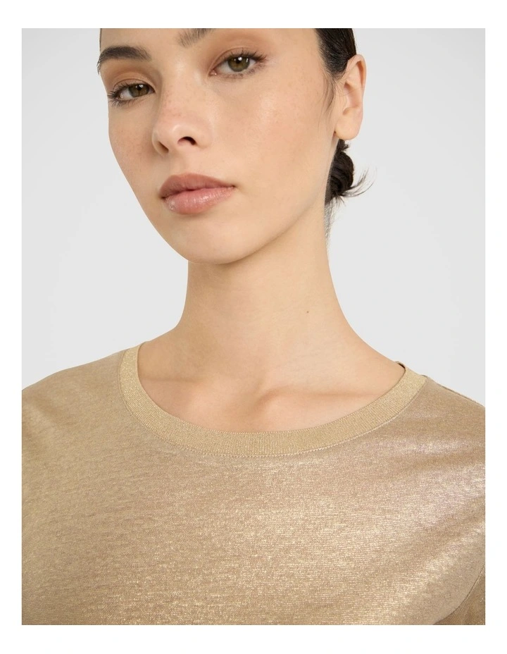 As Love Glows Foil Linen Tee in Gold image 3