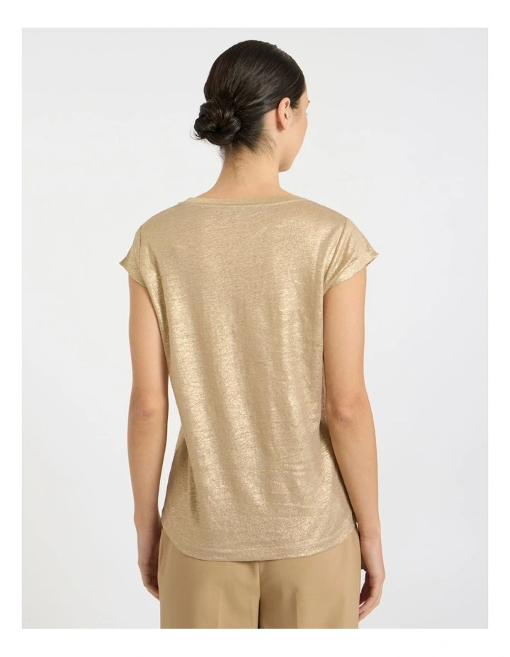 As Love Glows Foil Linen Tee in Gold image 4