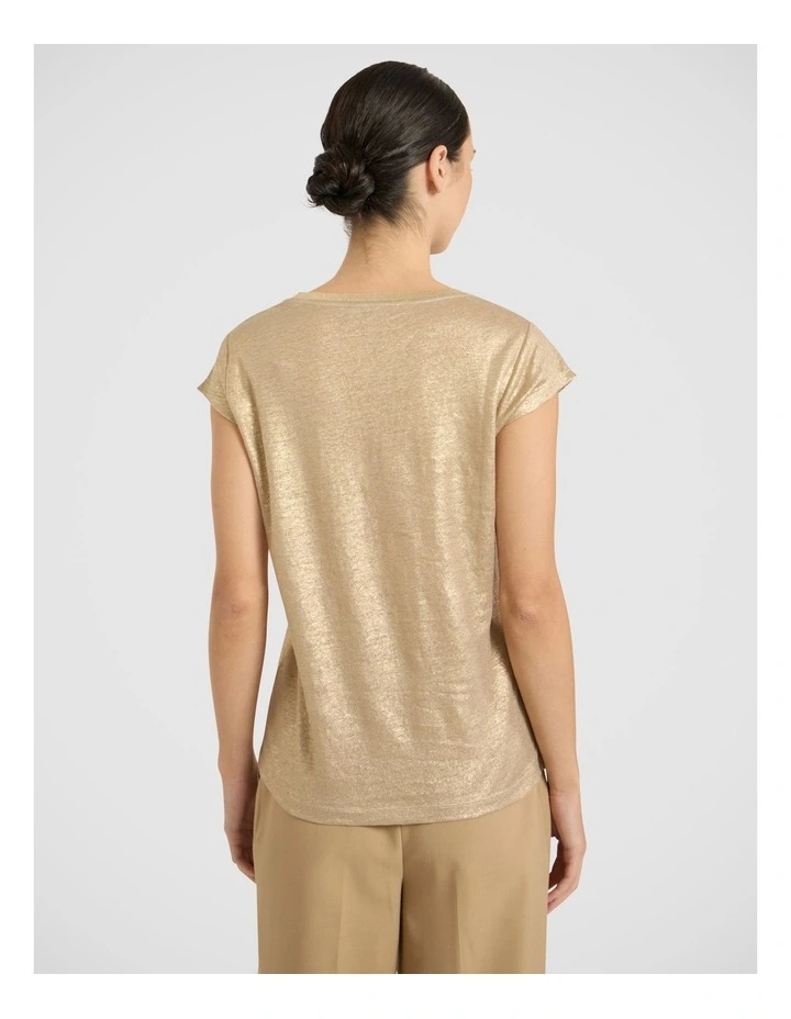 As Love Glows Foil Linen Tee in Gold image 4