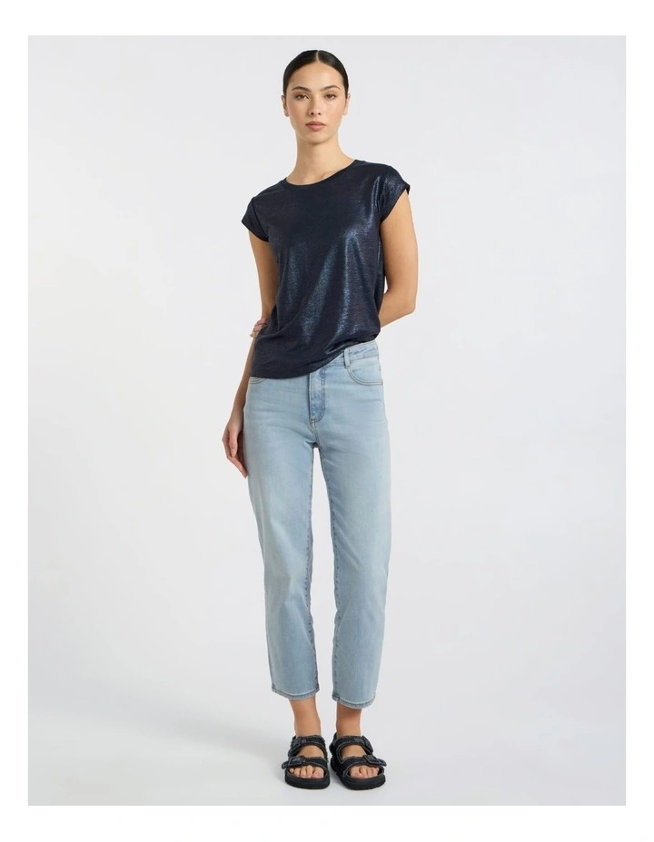 As Love Glows Foil Linen Tee in Navy image 1
