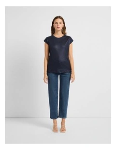 As Love Glows Foil Linen Tee in Navy