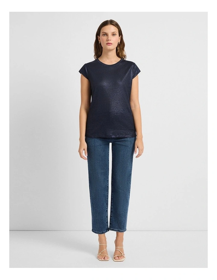 As Love Glows Foil Linen Tee in Navy image 2