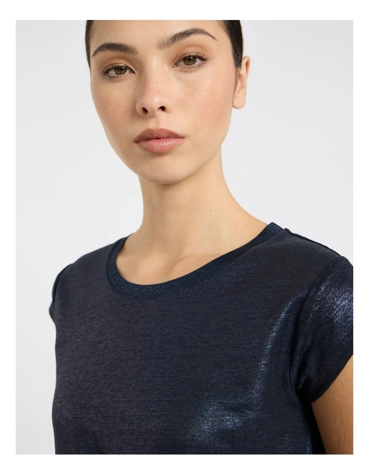 As Love Glows Foil Linen Tee in Navy image 3
