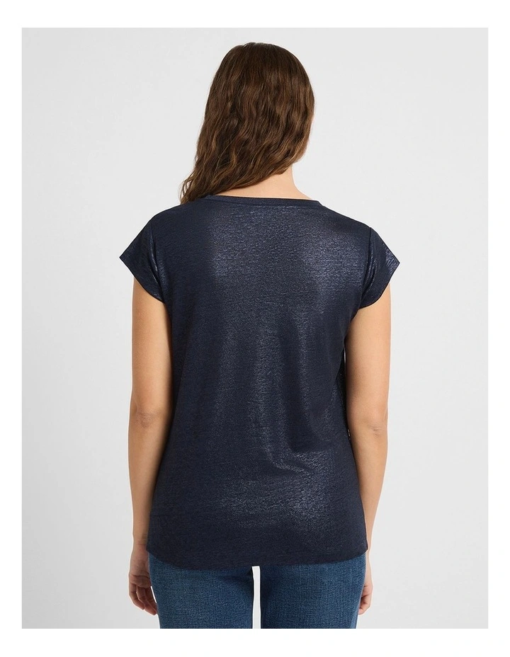 As Love Glows Foil Linen Tee in Navy image 3