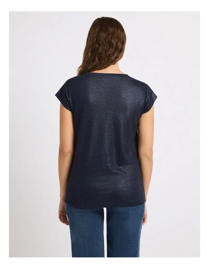 As Love Glows Foil Linen Tee in Navy image 3