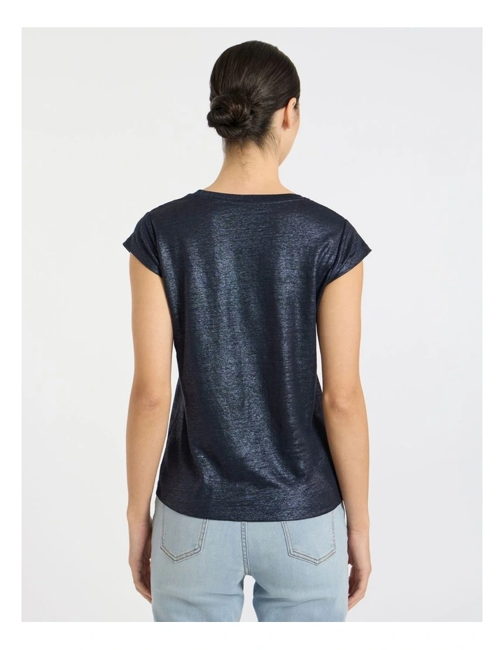 As Love Glows Foil Linen Tee in Navy image 4