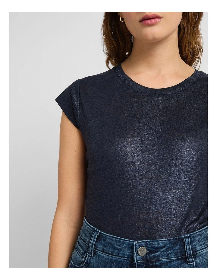 As Love Glows Foil Linen Tee in Navy image 4