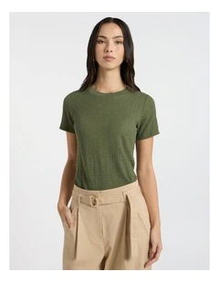 Mina Textured Tee in Olive Green