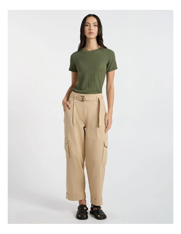 Mina Textured Tee in Olive Green image 2