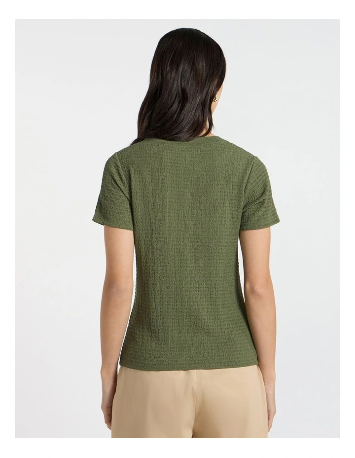 Mina Textured Tee in Olive Green image 4