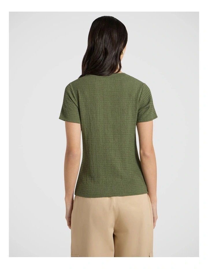Mina Textured Tee in Olive Green image 4